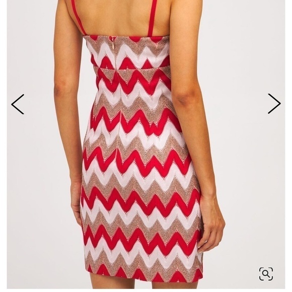 NEW Missoni Chevron Knit Zigzag Sleeveless Mini Dress in White/Red Size 46 - Picture 11 of 16